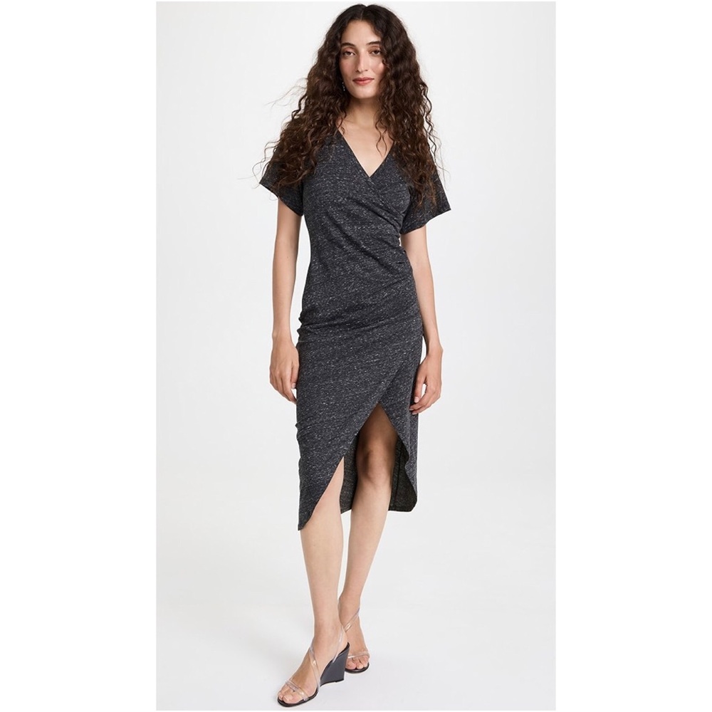 IRO Lemica Jersey Midi Wrap Dress Size Small Charcoal Grey